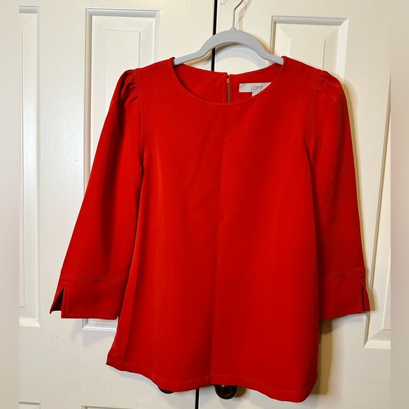 Loft, size small red 3/4 sleeve length top. Great for office attire! - Picture 1 of 3